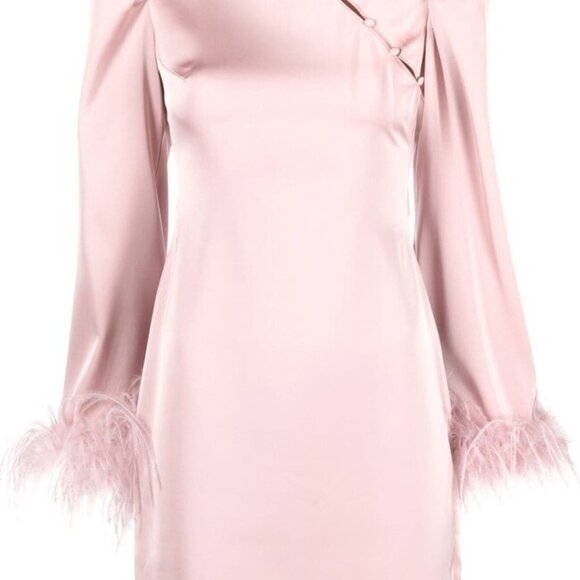 De La Vali Limousine feather-trim dress Pink satin size us 10 - Picture 2 of 7